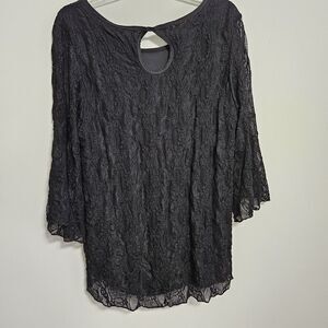 Star Vixen Black Lace Lined Shirt Top Boho Indie Women XLarge Flowing Cottage
